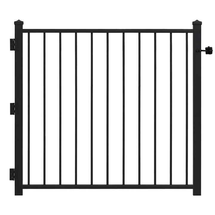 Gilpin 4-ft W Black Steel Decorative Metal Straight-top Decorative Standard Fence Gate