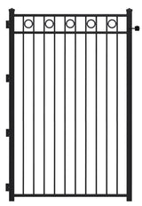 Gilpin 6-ft H x 4-ft W Black Steel Decorative Metal Straight-top Decorative Standard Fence Gate