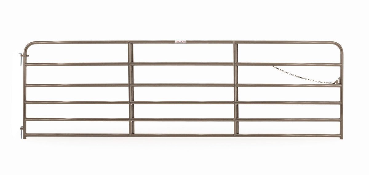 Tarter 4-ft H x 14-ft W Brown Powder Coat Steel Round Flat-top Farm Fence Gate