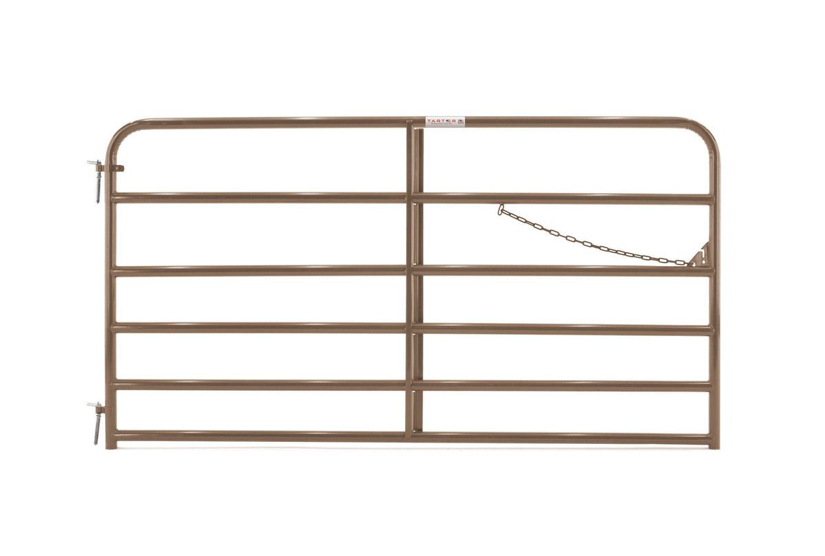 Tarter 4-ft H x 8-ft W Brown Powder Coat Steel Corral Flat-top Farm Fence Gate
