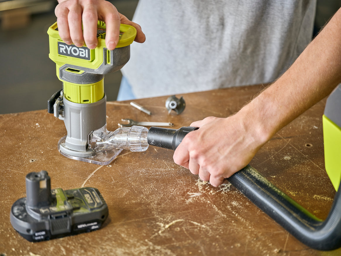 18-Volt ONE+ Cordless Fixed Base Trim Router with Roundover Router Bit Set (4-Piece)