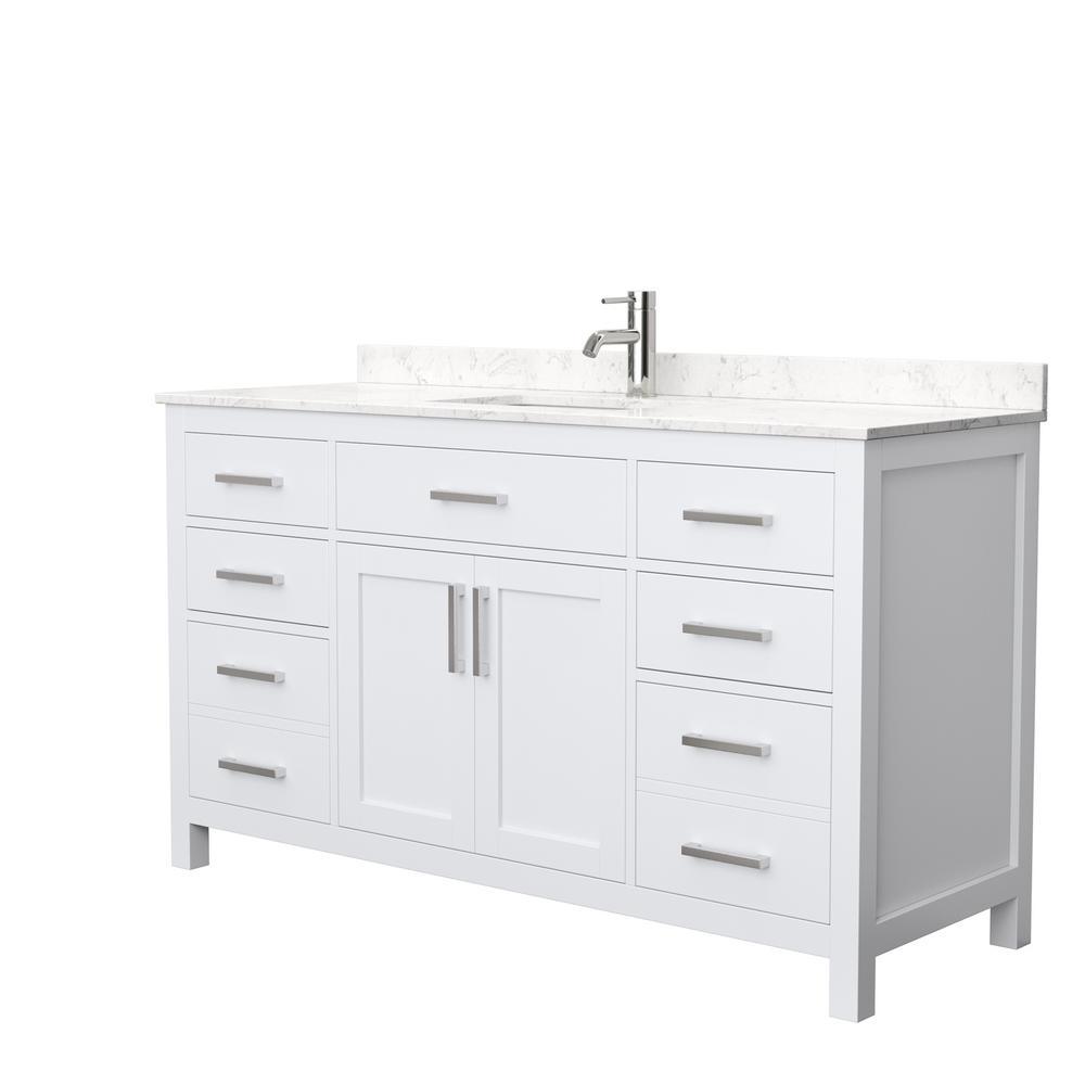 Beckett 42 in. W x 22 in. D Single Vanity in White with Cultured Marble Vanity Top in White with White Basin - Super Arbor
