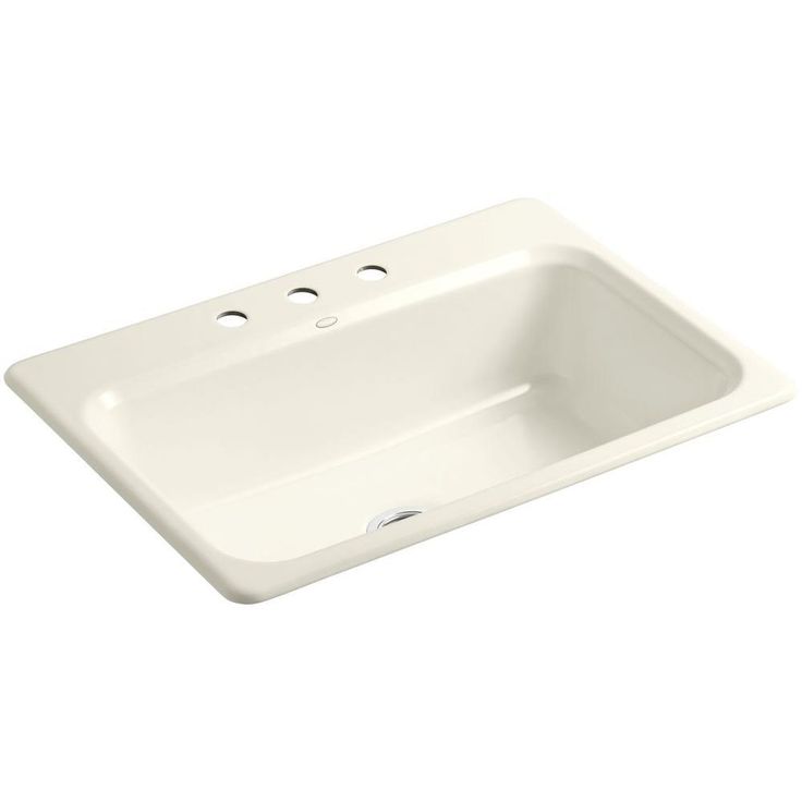 Bakersfield Drop-In Cast-Iron 31 in. 3-Hole Single Bowl Kitchen Sink in White