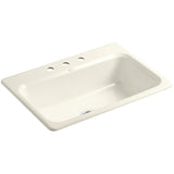 Bakersfield Drop-In Cast-Iron 31 in. 3-Hole Single Bowl Kitchen Sink in White