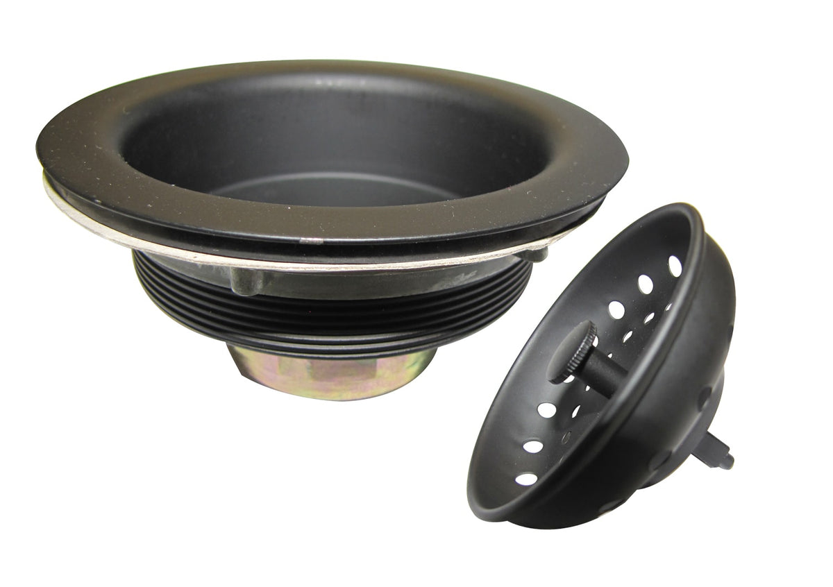 Keeney K5414BLK 4.5-in Black Plastic Rust-Resistant Kitchen Sink Strainer with Lock Mount and Basket