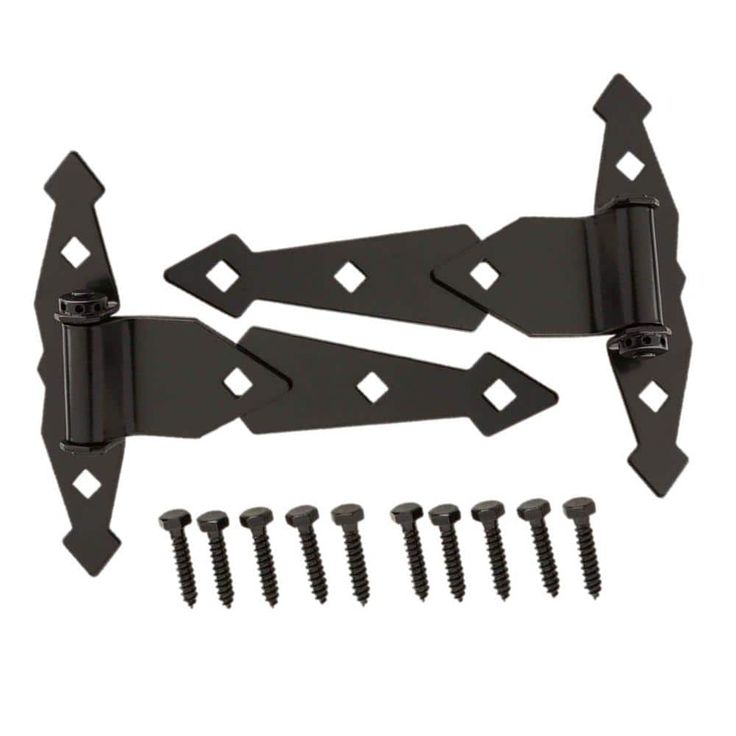 Everbilt 8 in. Black Decorative Spring Gate Tee Hinge (2-Pack)