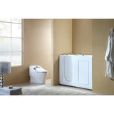 52.5 in. Left Side Walk-in Freestanding Bathtub Flatbottom Soaking SPA Tub in White - Super Arbor
