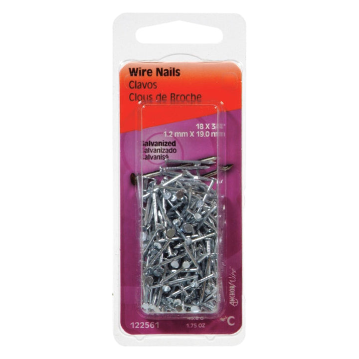 Hillman 1 in. Wire Electro-Galvanized Steel Nails, Flat Head