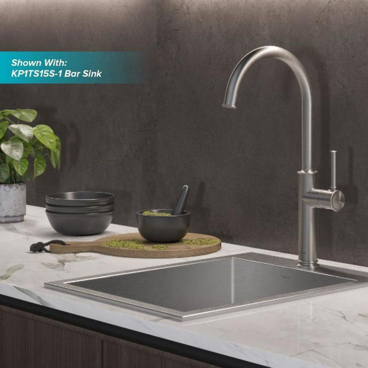 Kraus Sellette Spot Free Stainless Steel 1-Handle Deck-Mount Bar and Prep Handle Kitchen Faucet