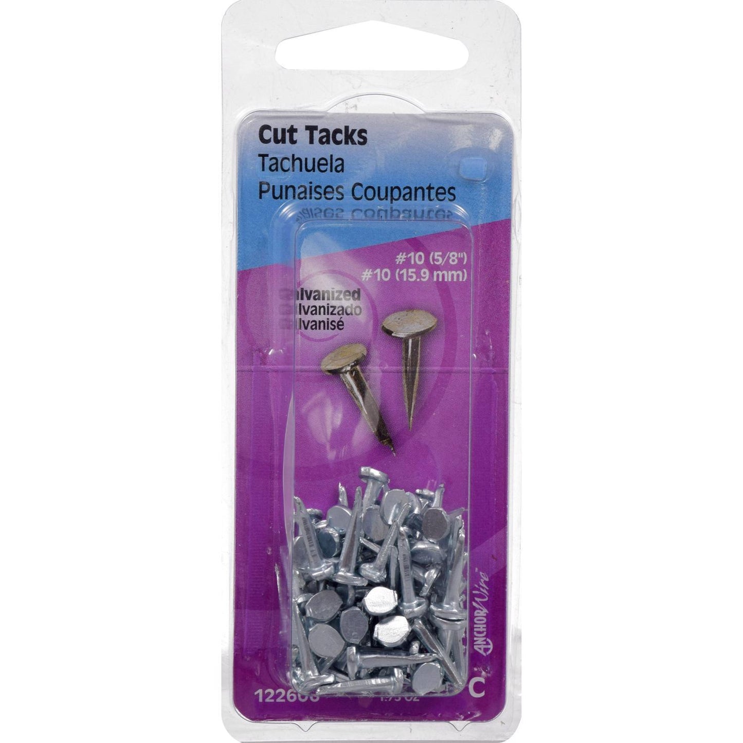 Hillman No. 10 x 5/8 in. Galvanized Silver Steel Cut Tacks, 1.75 oz Pack