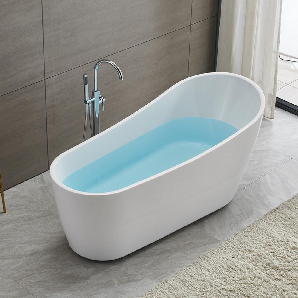 Bourges 55 in. Acrylic Flatbottom Bathtub in White - Super Arbor