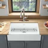 Delancey Farmhouse Apron Front Cast Iron 33 in. 4-Hole Single Bowl Kitchen Sink in Brilliant White
