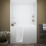 NOVA Heated Rampart 5 ft. Walk-in Non-Whirlpool Bathtub with 6 in. Tile Easy Up Adhesive Wall Surround in White - Super Arbor