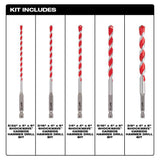 SHOCKWAVE Carbide Hammer Drill Bits Set (5-Pack) - Super Arbor