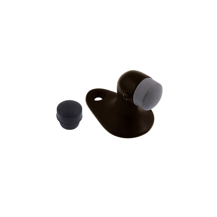 Small Solid Brass Floor Mounted Gooseneck Door Stop in Matte Black