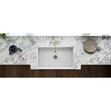 Farmhouse Apron-Front Fireclay 33 in. x 20 in. Reversible Single Bowl Kitchen Sink in White - Super Arbor