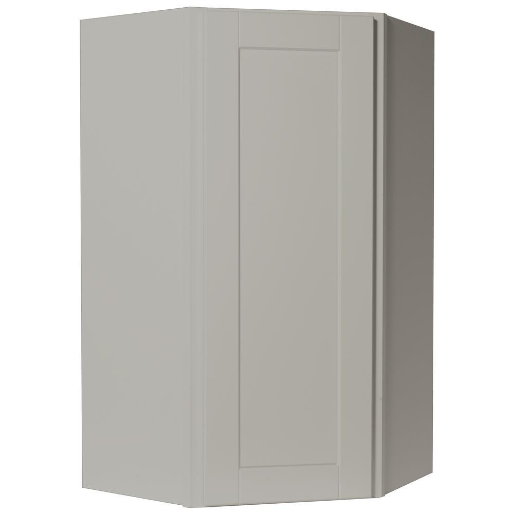 Shaker Assembled 24x30x12 in. Diagonal Corner Wall Kitchen Cabinet in Satin White