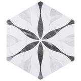 Merola Tile Classico Bardiglio Hexagon Flower 7 in. x 8 in. Porcelain Floor and Wall Tile (7.67 sq. ft. per case)
