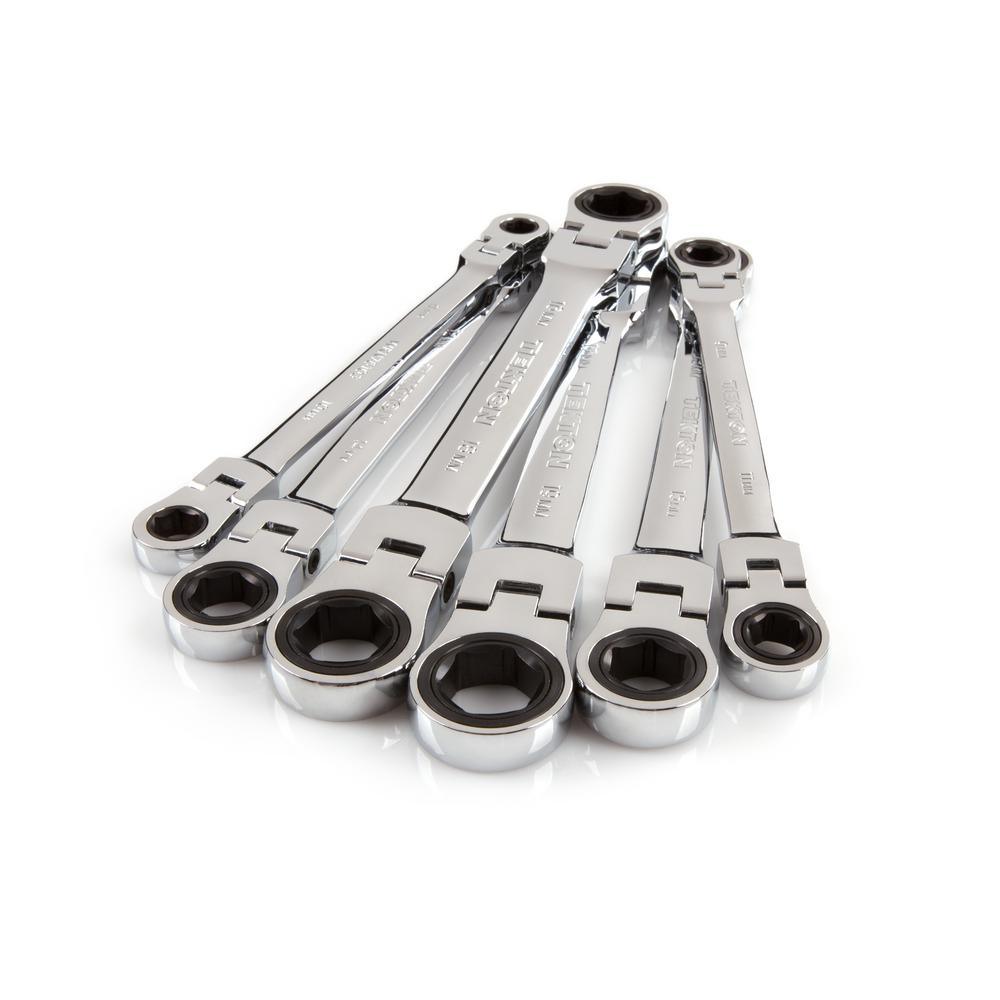 8-19 mm Flex-Head Ratcheting Box End Wrench Set (6-Piece) - Super Arbor