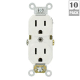 15 Amp Commercial Grade Duplex Outlet, White (10 Pack) - Super Arbor