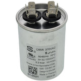 Nordyne 01-0021 capacitor - front view (Voltage: 370V; MFD: 5)
