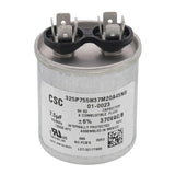 Nordyne 01-0023 capacitor - front view (Voltage: 370V; MFD: 7.5)