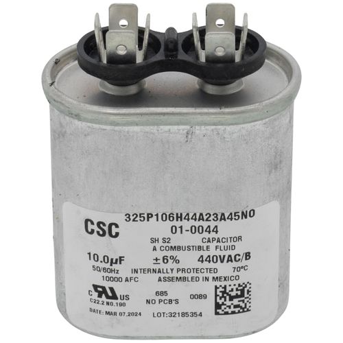 Nordyne 01-0044 capacitor - front view (Voltage: 440v; Product Type: Capacitor)