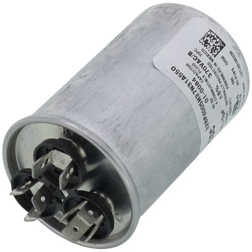 Nordyne 01-0084 capacitor - detail view (Voltage: 370V; MFD: 40/5)