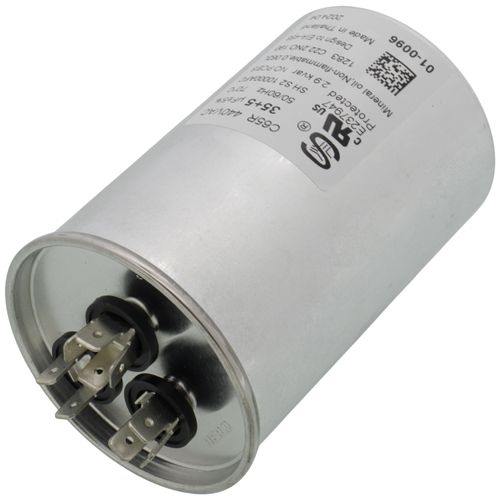 Nordyne 01-0096 capacitor - detail view (Voltage: 440v; MFD: 35/5)