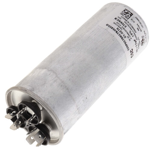 Nordyne 01-0279 capacitor - detail view (Voltage: 370V; MFD: 80/7.5)