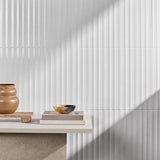 Colorplay Fluted White 4.5x18 3D Crackled Glossy Ceramic Tile
