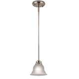 Project Source Fallsbrook Brushed Nickel Traditional Etched Glass Bell Pendant Light, 6.89-in W x 45.57-in H