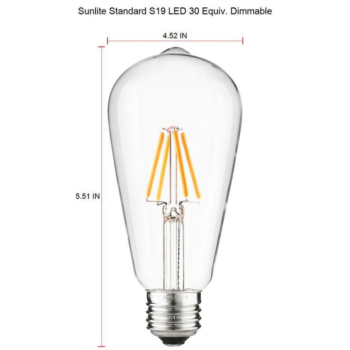 Sunlite 25-Watt Equivalent ST19 Dimmable Edison Filament LED Light Bulb, Amber 2200K (6-Pack)