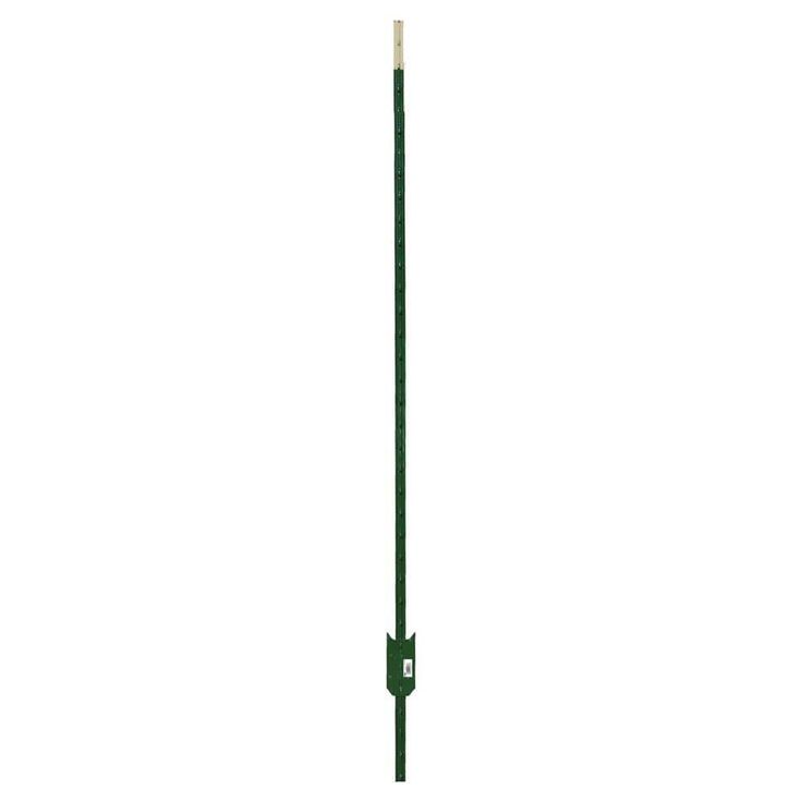 Everbilt 1-3/4 in. x 3-1/2 in. x 5 ft. Green Steel Fence T-Post with Anchor Plate