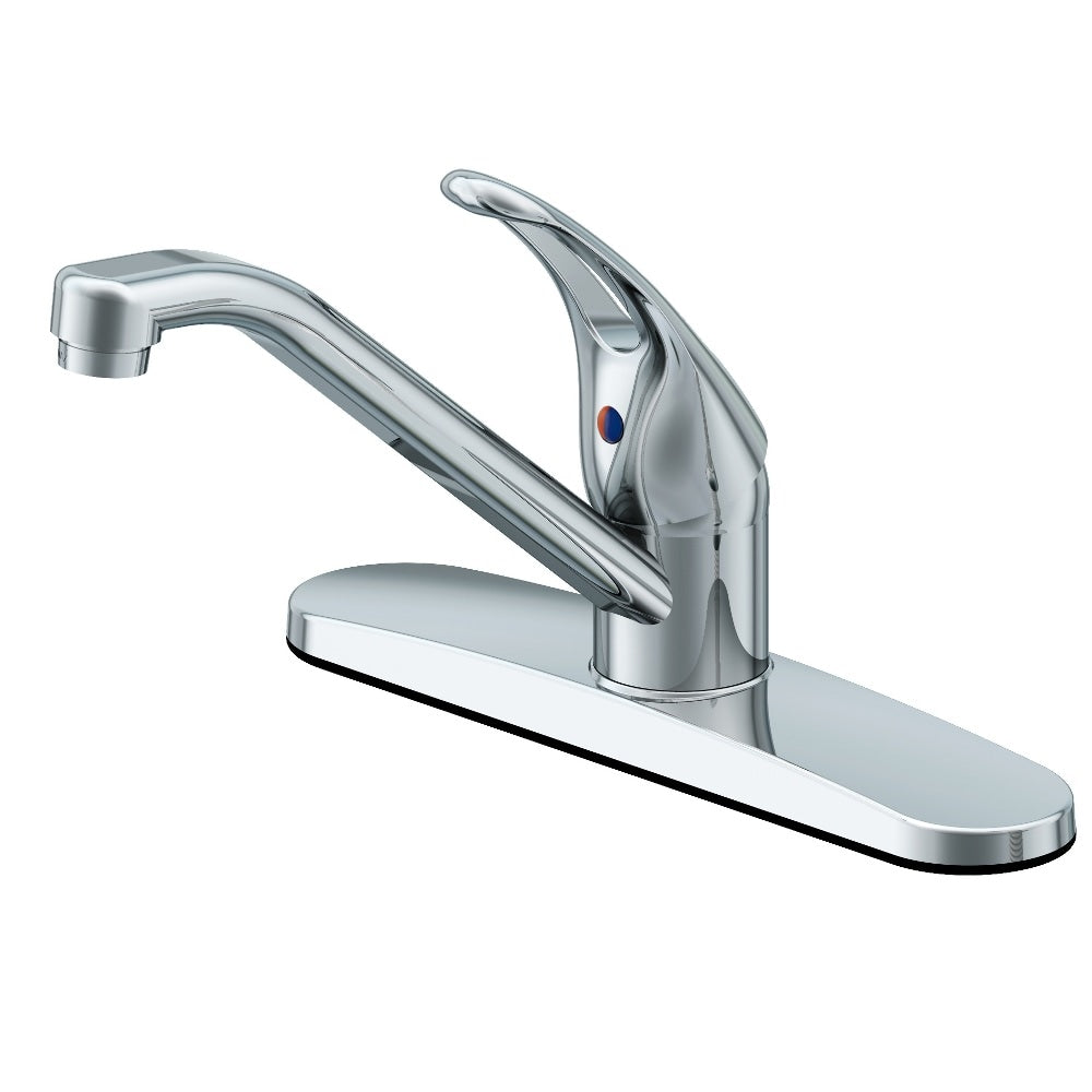 Project Source Chrome 1-Handle Deck-Mount Low-Arc Kitchen Faucet with Deck Plate
