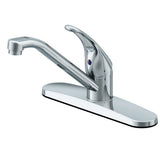 Project Source Chrome 1-Handle Deck-Mount Low-Arc Kitchen Faucet with Deck Plate