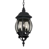 Portfolio Black Traditional Clear Glass Globe Outdoor Hanging Pendant Light, 3-Light, 20.67-in H x 8.43-in W
