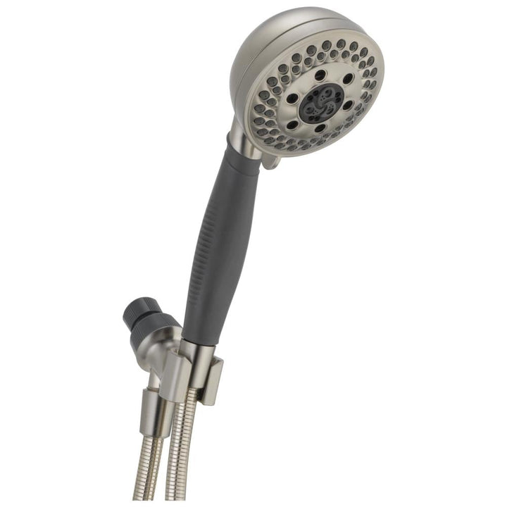 Delta H2Okinetic SpotShield Brushed Nickel Handheld Shower Head, 5-Spray, 2.0 GPM, 6.5-in Round with 72-in Hose