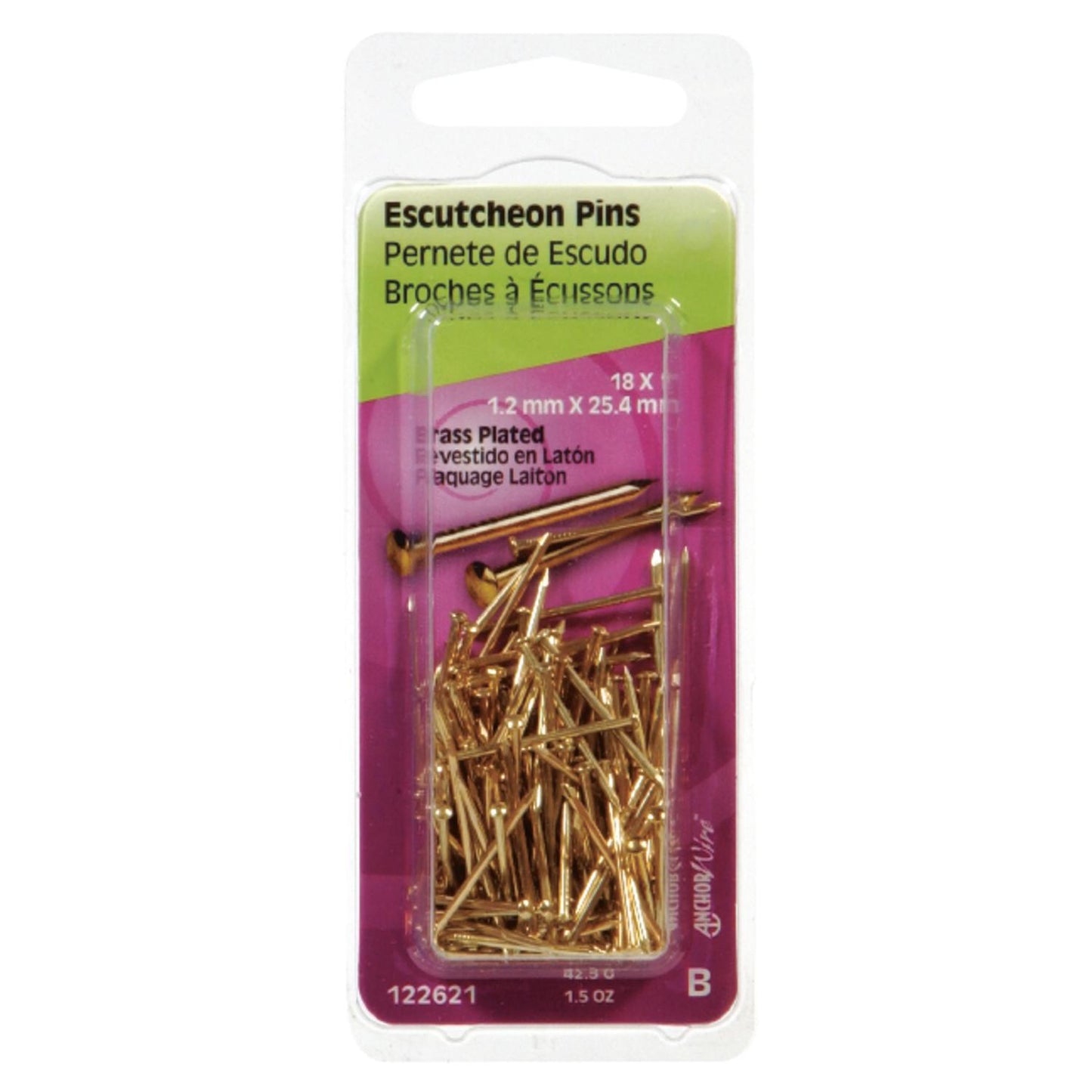 Hillman 18-Gauge x 1 in. Brass-Plated Steel Escutcheon Pins, 1 Pack (1.5 oz)