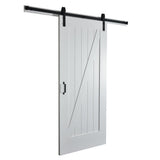 37 in. x 84 in. Z Planked Primed MDF Solid Core Wood Barn Door with Matte Black Sliding Door Hardware Kit - Super Arbor