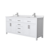 Beckett 72 in. W x 22 in. D Double Bath Vanity in Dark Gray with Cultured Marble Vanity Top in Carrara with White Basins - Super Arbor
