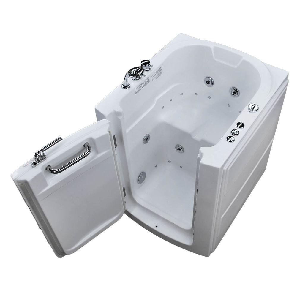 Nova Heated 5 ft. Walk-In Air and Whirlpool Jetted Tub in White with Chrome Trim - Super Arbor