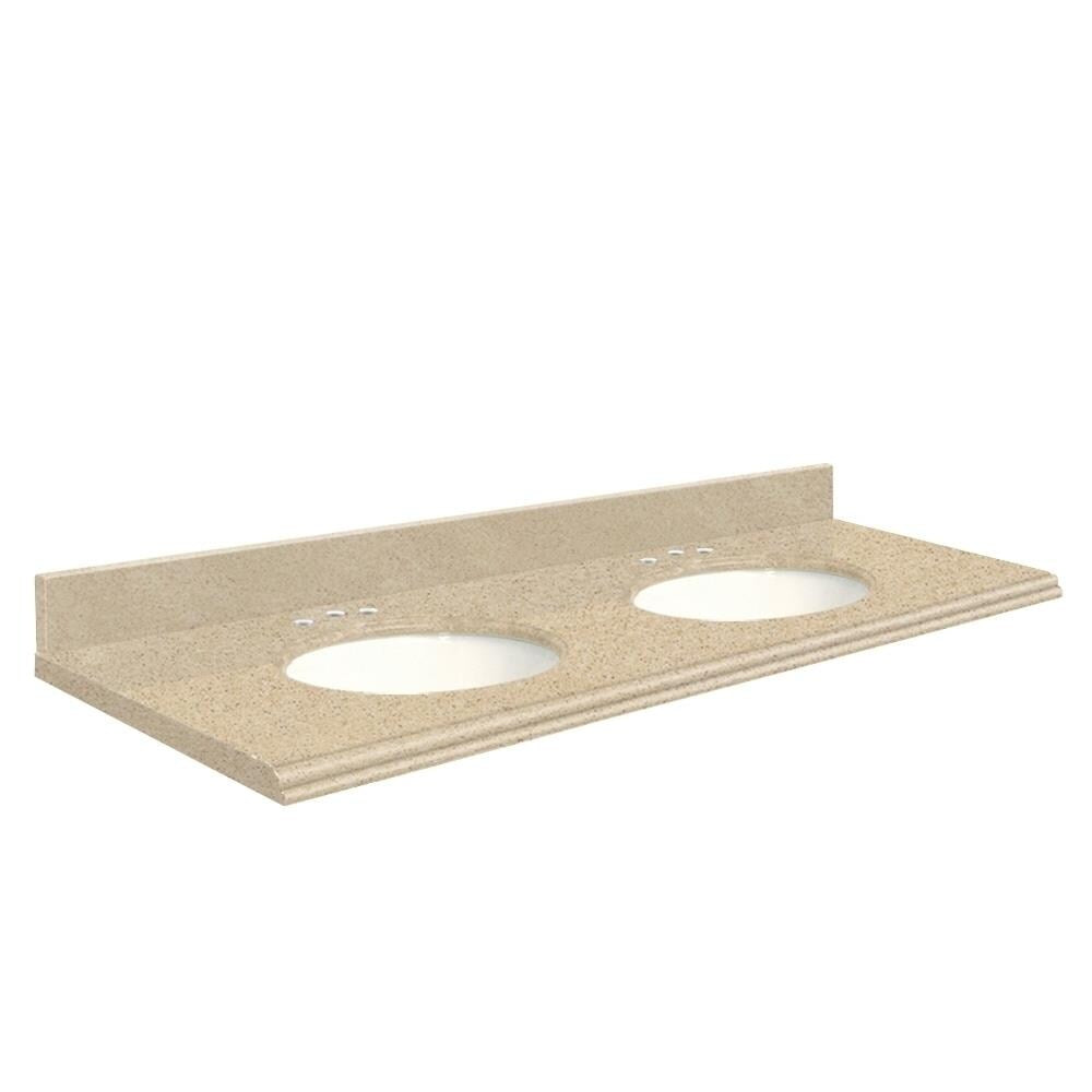 Transolid 61-in Durum Cream Quartz Double Sink Bathroom Vanity Top with Backsplash and Undermount Sinks