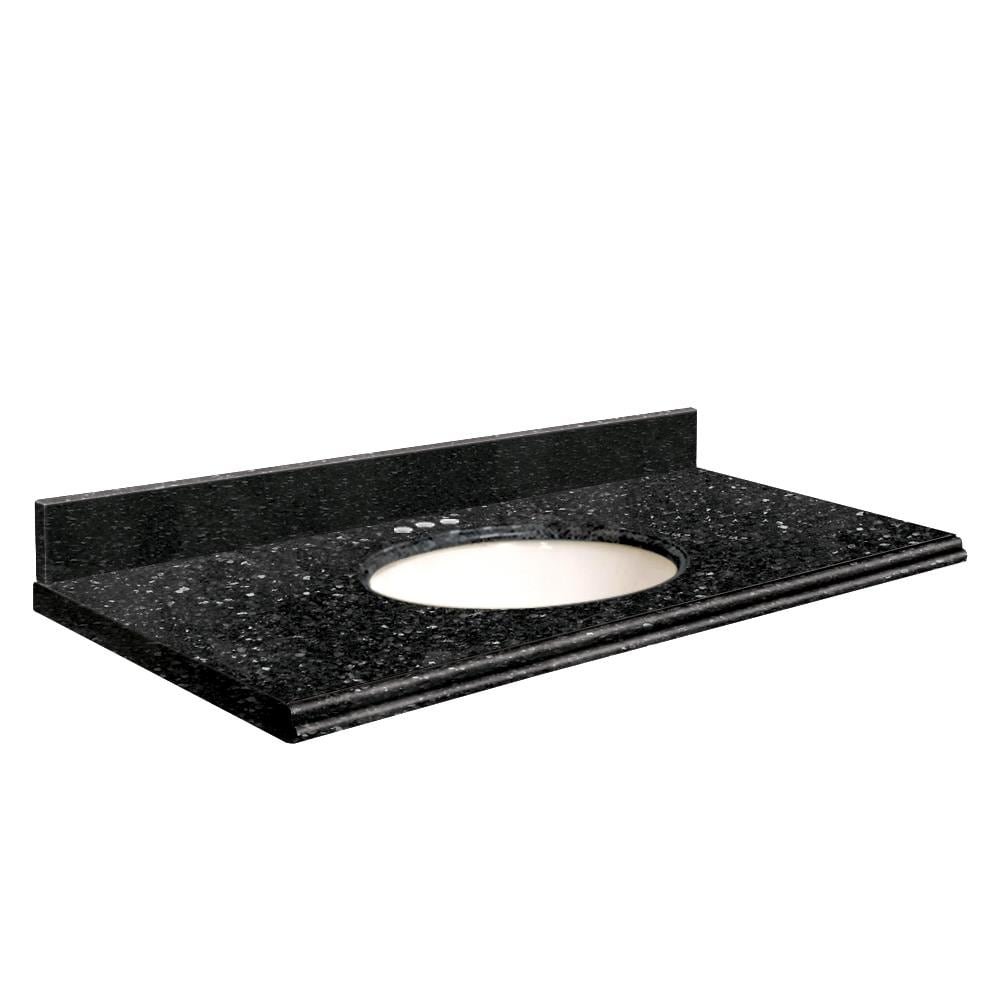 Transolid 25-in Notte Black Quartz Single Sink Bathroom Vanity Top with 4-in Backsplash and Oval Undermount Sink