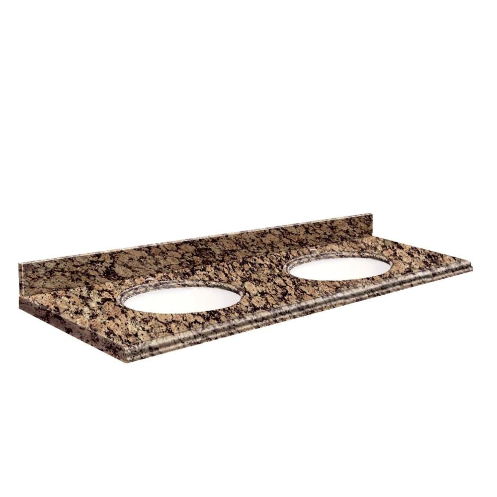 Transolid 61-in Baltic Brown Granite Double Sink Bathroom Vanity Top with Backsplash