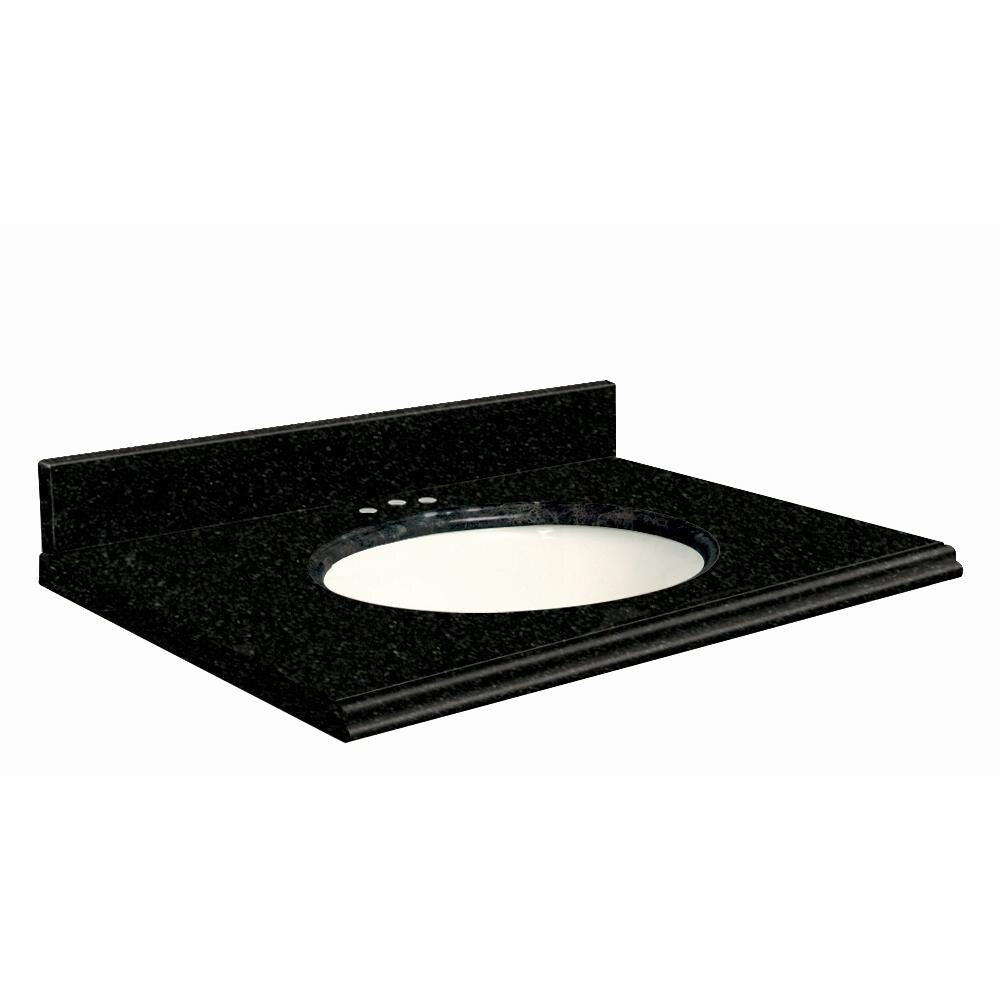 Transolid 31-in Absolute Black Granite Bathroom Vanity Top with Undermount Oval Sink and 4-in Backsplash