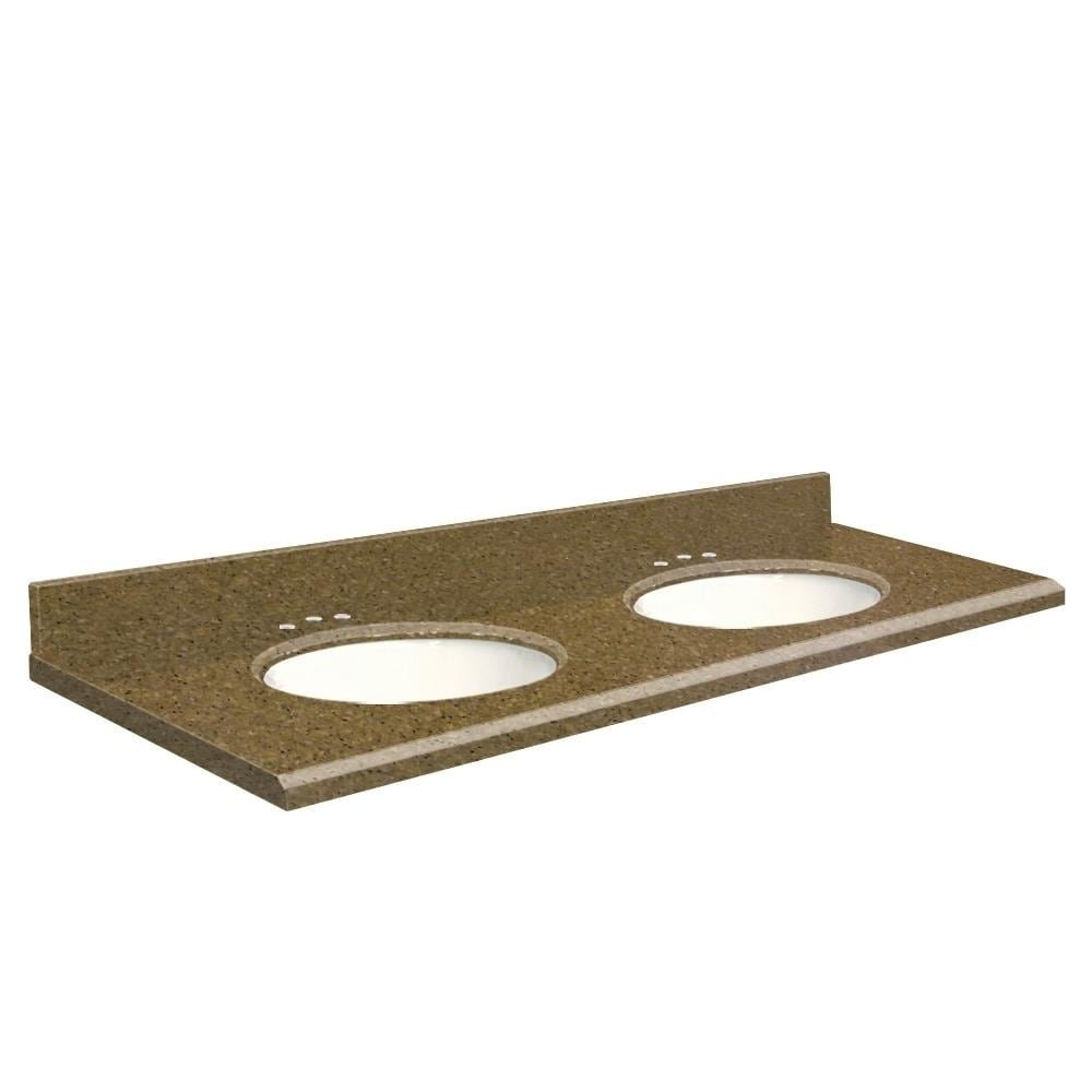 Transolid 61-in Capri Cliffs Quartz Double-Sink Bathroom Vanity Top with 4-in Backsplash