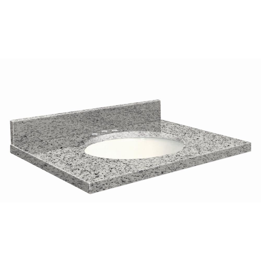 Transolid Rosselin White Granite 37-in Single Sink Bathroom Vanity Top with Backsplash and Undermount Oval Sink