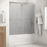 Everly 60 in. x 59-1/4 in. Mod Semi-Frameless Sliding Bathtub Door in Bronze and 1/4 in. (6mm) Niebla Glass - Super Arbor