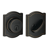 Camelot Aged Bronze Single Cylinder Deadbolt with Georgian Entry Door Knob Combo Pack - Super Arbor